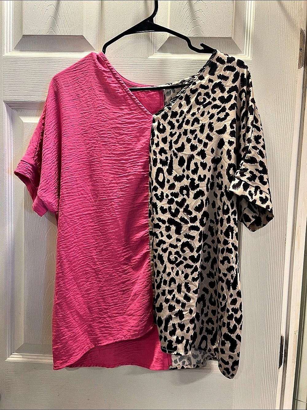 Two-Tone Leopard Tunic in Pink & Brown Leopard Size Medium
